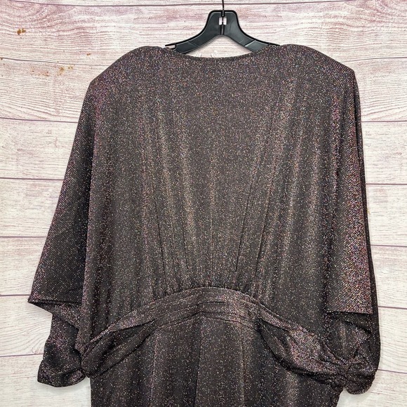 Eloquii Dress Dolman Sleeves Tulip Hem Lurex Metallic Sparkly Black New Size 24 - Picture 12 of 15
